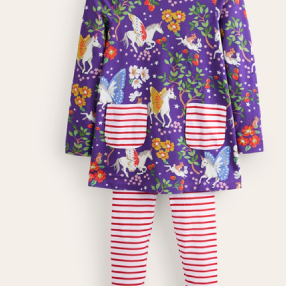 Toddler Outfit with Unicorn Print - Purple and Red